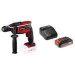 Einhell Perceuse à percussion sans fil TC-ID 18 Li-i Solo Power X-Change (lithium-ion, mandrin auto-serrant de 13 mm, rotation avant/arrière, variateur électronique) avec Chargeur et Batterie 2,5Ah