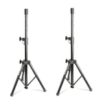 Pair of DJ PA Disco Speaker Stands Folding Tripod Leg Black Locking Nut 20KG Max