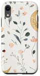 iPhone XR Whimsical Boho Watercolor Wildflowers Moon Insects Design Case