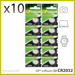 10 x GP CR2032 3V Lithium Coin Cell Battery 2032 DL2032 LONGEST EXPIRY DATE UK