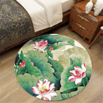 XiYou Tapis de Sol Tapis Rond Tapis d'intérieur, Style Chinois Lotus Print Paillasson antidérapant Plancher Chambre Salon Tapis de Jeu Tapis Trappeur de saleté (140cm)