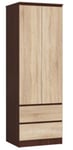 Armoire AKORD S60 Wengé 60 cm 2 portes 2 tiroirs façade Chêne Sonoma 1 étagère 60x51x180 cm