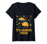 Womens It's Raining Tacos Funny Taco Lovers Kids Girls Boys & Adult V-Neck T-Shirt