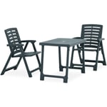 Ensemble Table + 2 chaises de bistro pliable - Table à manger avec Chaises Plastique Vert BV329017