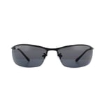 Ray-Ban Mens Rayban Sunglasses Top Bar 3183 Shiny Black Polarized Grey 002/81 Metal - One Size