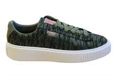 Puma Basket Platform Velvet Rope Olive Low Lace Up Womens Trainers 364092 01 - Green Leather (archived) - Size UK 4