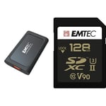 Emtec - Pack création : Disque SSD Externe X210 Elite 1To + Carte SDXC UHS-II U3 V90 SpeedIN Pro+ 128 Go - Pack De 2