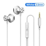 OLAF Type C Écouteurs Filaires Mains Libres Avec Câbles Écouteurs 3,5 mm Casque Stéréo Basse Pour Tablette Samsung S20 S10 Xiaomi-Blanc 3,5 mm-A610