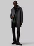 Calvin Klein Slim Wool Blend Funnel Neck Coat, Dark Grey