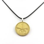 Collier pièce de monnaie Danemark 1 krone - Christian X Cordon noir.