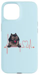 Coque pour iPhone 15 EKG de battements de cœur pour chiens Wolf Spitz Funny Dogs My Cardio