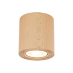 Spot Plafonnier En Bois GU10 Ø 8 Cm Rond H: 8,5 Cm En Hêtre