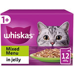 Whiskas 1+ Mixed Selection in Jelly 48 x 85 g Pouches, Adult Cat Food, Pack of 4 (12 x 85 g)