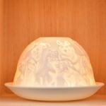 Nordic Lights Stencil Dogs Bone Porcelain Candle Shade Tea Light Holder Gift