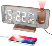 Projection  Clock  Radios - Rose  Gold  Alarm  Clock  Time  180 °  Rotatable  Pr