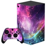 playvital Purple Galaxy Custom Vinyl Skins for Xbox Series X, Wrap Decal Cover Stickers for Xbox Series X Console Controller