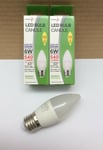 3 x 6w = 60w Watt LED Candle ES E27 Screw Energy Saving Warm White Light Bulbs