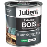 Julien - Peinture Bois Microporeux Extérieur Satin - Portes, fenêtres, portails, mobilier de jardin - Gris Anthracite 0,5 l