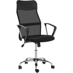 HOMCOM Fauteuil de bureau manager grand confort dossier ergonomique hauteur assise réglable pivotant tissu maille noir