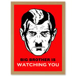 Big Brother Is Watching You Man Face 1984 George orwell Artwork Framed Wall Art Print A4