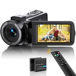 Video Camera Camcorder FHD 1080P 36MP 30FPS YouTube Vlogging Camera Recorder IR Night Vision 16X Digital Zoom 3.0'' 270 Degree Rotation IPS Screen Digital Camcorder with Remote and 2 Batteries