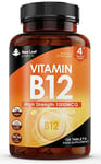 Vitamin B12 High Strength Tablets - 1000mcg Vegan B12 Vitamin Methylcobalamin Supplement – Contributes to The Reduction of Tiredness and Fatigue & Immune Energy Support Made in the UK (4 Month Supply)