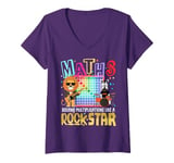 Womens Maths Day Fancy Dress Outfit Idea For Kids & Maths Rockstar V-Neck T-Shirt