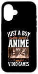 Coque pour iPhone 16 Juste un garçon qui aime les anime et les jeux vidéo