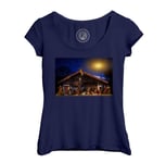 T-Shirt Femme Col Echancré Creche Naissance De Jesus Noel Rois Mages Marie Bible Anges