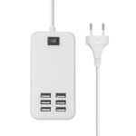 Strömdriven USB-hubb, aluminium 6-portars USB-strömremsa hubb med extern 5V/2A strömförsörjning Multi-port USB-hubb,...