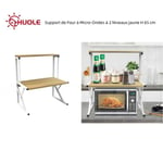 HUOLE Support de Four à Micro-Ondes - Meuble de Rangement Cuisine à 2 Niveaux Jaune H 65 cm