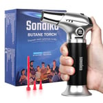 Sondiko Kitchen Blow Torch S901, Refillable Kitchen Butane Torch with Safety Lock and Adjustable Flame for DIY, Creme Brulee, BBQ and Baking(Butane Gas Not Included)