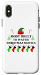 iPhone X/XS Most Likely To Watch Christmas Movies Family Santa Elf Hat Case