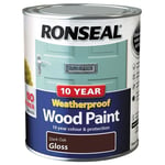 Ronseal 10 Year Weatherproof No Primer Needed Wood Paint 750ml Dark Oak Gloss