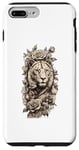 Coque pour iPhone 7 Plus/8 Plus Collection de t-shirts à esquisses à épaules élégantes Lioness Rose.