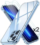 Coque Iphone 13 Mini / Coque Silicone Gel Ultraslim / Transparent + 2 Films Verre Trempé Clear Renforcé