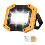 Edasion 30W LED Work Light Rechargeable COB Battery Floodlight Super Bright 2000LM Portable Outdoor Security Flood Light USB Lamp Waterproof for Camping Garage Hiking Fishing Garden