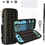 10 En 1 Pochette De Transport Compatible Avec Nintendo Switch Oled, Nouveau Crocodile Texture Rigide Housse De Protection Avec Protecteur D'écran, Coque De Switch Et Plus D'accessoires (Blanc)