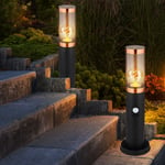 2x Lumière de Plancher Extérieur Détecteur Borne Lumineuse Fumée Lampe de Jardin