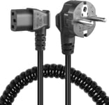 Câble d'alimentation CEE 7/7 vers C13,Cable Alimentation ecran pc,3 Pin AC Cordon électrique Secteur Câble Spiralé pour moniteurs, PC, imprimante, Scanner (Left Angle C13)