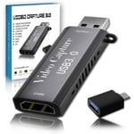 Carte d'acquisition vidéo 4K HDMI vers USB 3.0 Carte de Capture, 1080p Video Capture avec Convertisseur USB vers Type C