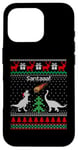 Coque pour iPhone 16 Pro Pull de Noël avec motif dinosaure moche