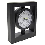 REILA Horloge de Bureau carré, Noir Mat, 3.5 x 13 x 15.5 cm