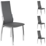 Idimex - Lot de 4 chaises de salle à manger doris piètement chromé revêtement synthétique gris - Gris