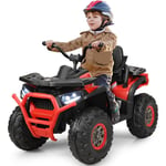 Costway - 12V Quad Électrique Enfants avec Lumières led & Musique, Voiture Électrique Enfants avec 4 Roues Antidérapantes, 2 Vitesses, Charge 50kg