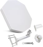 Antenne Parabole Plate avec Un Port / 2 Sorties/Quatre Ports, Idéale pour la Télévision Satellite, Résistante aux Intempéries, Mini-compacte (Twin LNB)