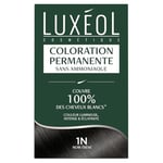 LUXEOL - Coloration Permanente 1N Noir Ébène - Sans Ammoniaque - Couvre 100% des Cheveux Blancs(1) - Longue Durée(2) - Couleur Lumineuse Éclatante Intense - Testée & Approuvée - 60ml, 60ml,12ml