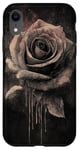 Coque pour iPhone XR Rose Minimalisme Dessin à l'encre Art floral Esthétique