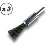 Kibros - Brosse en bout sur tige Forme pinceau Fil acier souple Diamètres variés - Quantité x 3 - ø 12 mm - acier - Souple