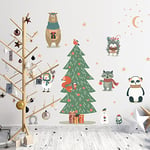 Ambiance Sticker Christmas Merry Christmas Stickers Stickers Christmas Decoration for Bedroom and Living Room Enchanted Animals – H75 x L50 cm